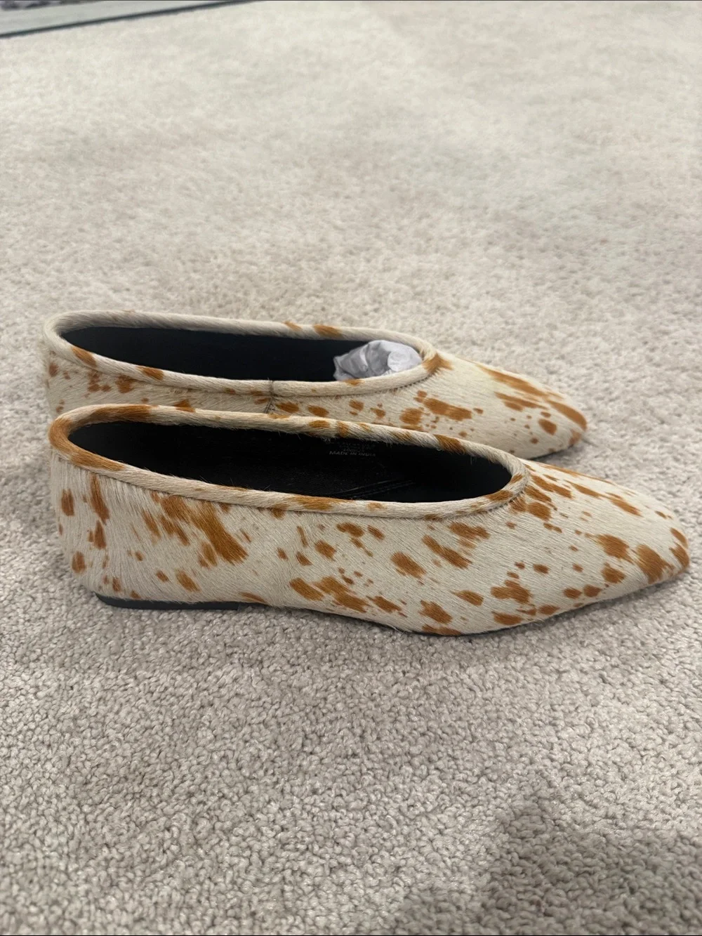 ASOS Cream and Brown Cowhide Ballet Flats